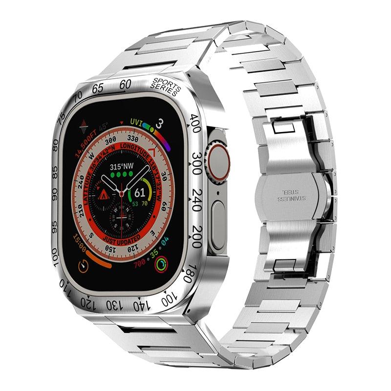 UA0049S Steel Luxury Cases For Apple Watch Ultra 49 metal silver Ultra 49mm - Viva Timepiece | Viva Timepiece