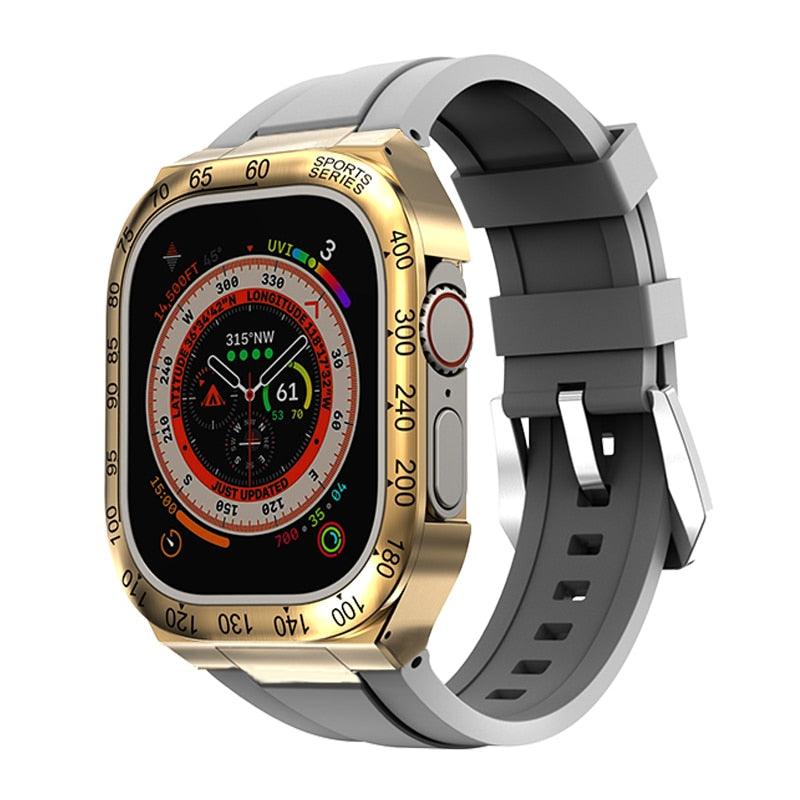 UA0049S Steel Luxury Cases For Apple Watch Ultra 49 gold gary Ultra 49mm - Viva Timepiece | Viva Timepiece