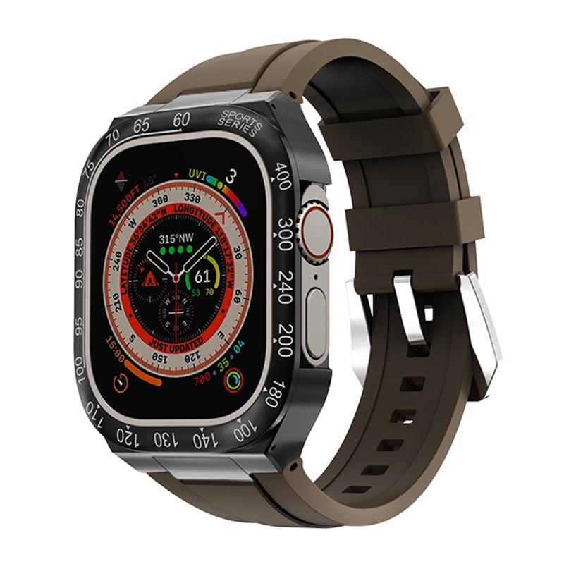 UA0049S Steel Luxury Cases For Apple Watch Ultra 49 black brown Ultra 49mm - Viva Timepiece | Viva Timepiece