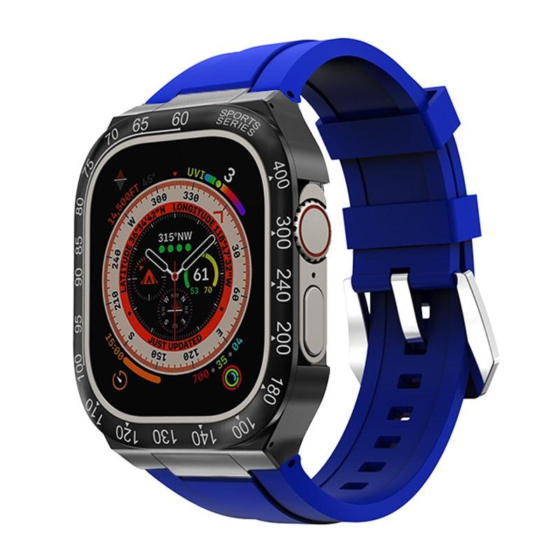 UA0049S Steel Luxury Cases For Apple Watch Ultra 49 black blue Ultra 49mm - Viva Timepiece | Viva Timepiece