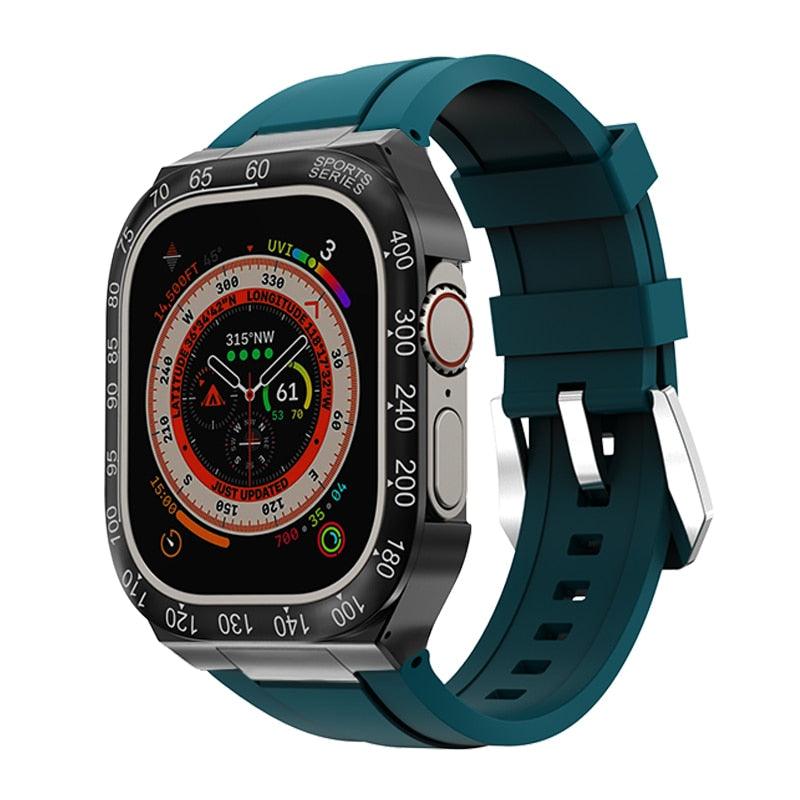 UA0049S Steel Luxury Cases For Apple Watch Ultra 49 black deepgreen Ultra 49mm - Viva Timepiece | Viva Timepiece