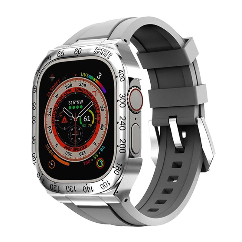 UA0049S Steel Luxury Cases For Apple Watch Ultra 49 silver gray Ultra 49mm - Viva Timepiece | Viva Timepiece