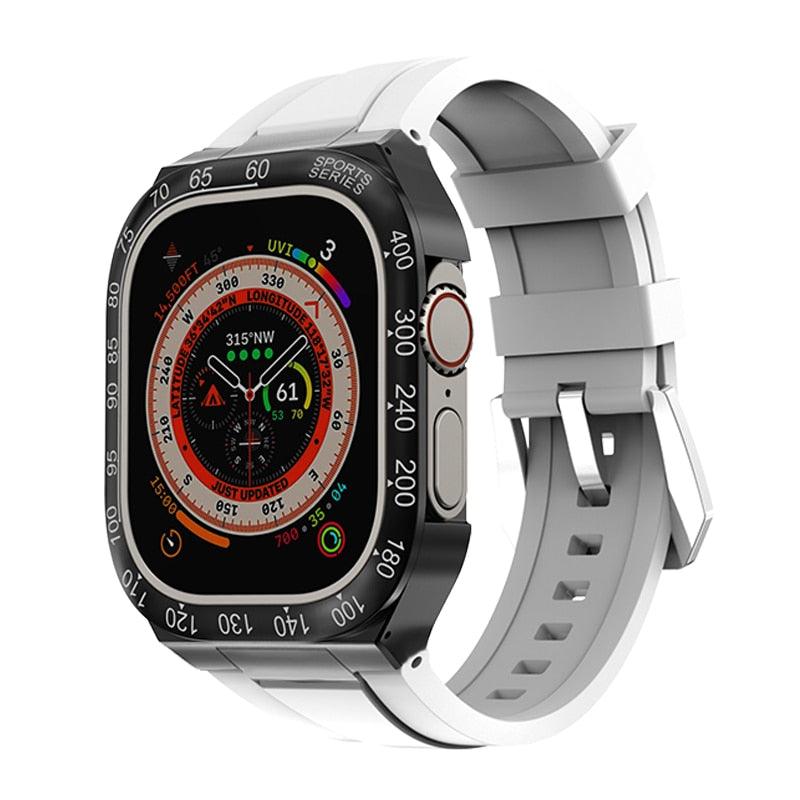 UA0049S Steel Luxury Cases For Apple Watch Ultra 49 black white Ultra 49mm - Viva Timepiece | Viva Timepiece