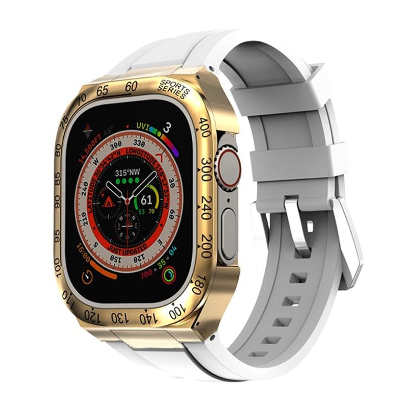 UA0049S Steel Luxury Cases For Apple Watch Ultra 49 Viva Timepiece gold white Ultra 49mm  - 3256805083658397-United States-gold white-Ultra 49mm