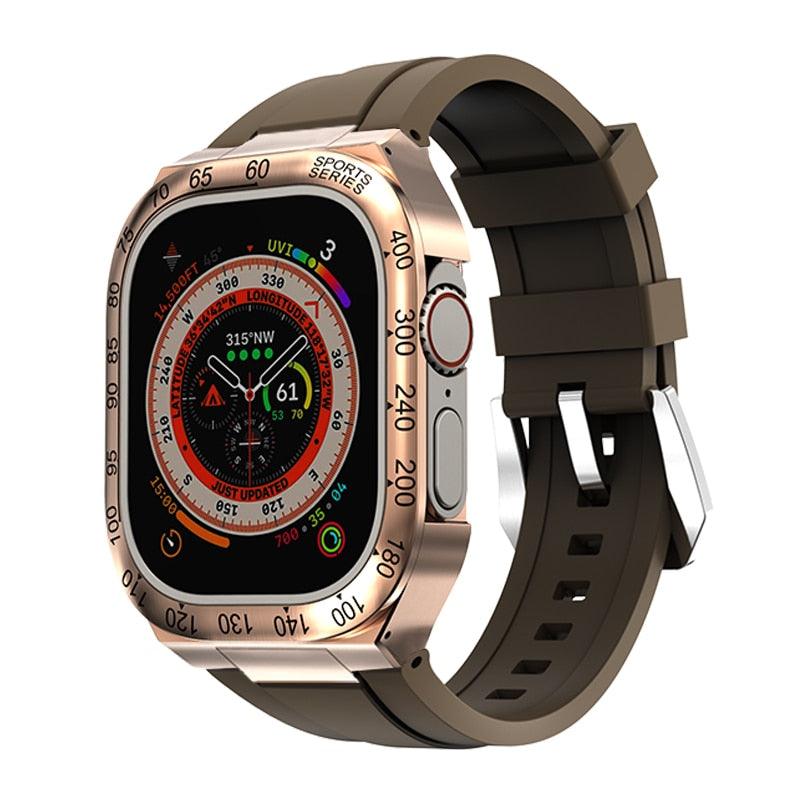 UA0049S Steel Luxury Cases For Apple Watch Ultra 49 rosegold brown Ultra 49mm - Viva Timepiece | Viva Timepiece