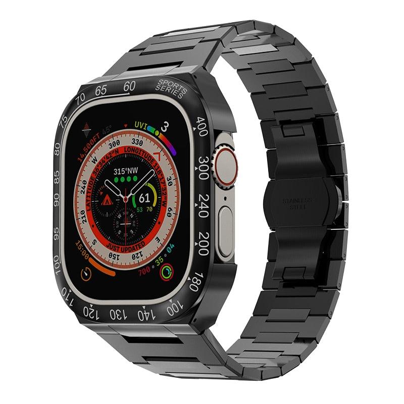 UA0049S Steel Luxury Cases For Apple Watch Ultra 49 metal triple black Ultra 49mm - Viva Timepiece | Viva Timepiece