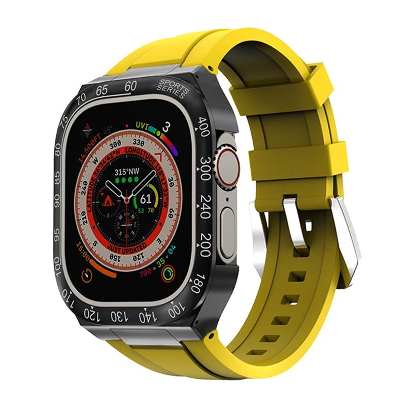 UA0049S Steel Luxury Cases For Apple Watch Ultra 49 black yellow Ultra 49mm - Viva Timepiece | Viva Timepiece