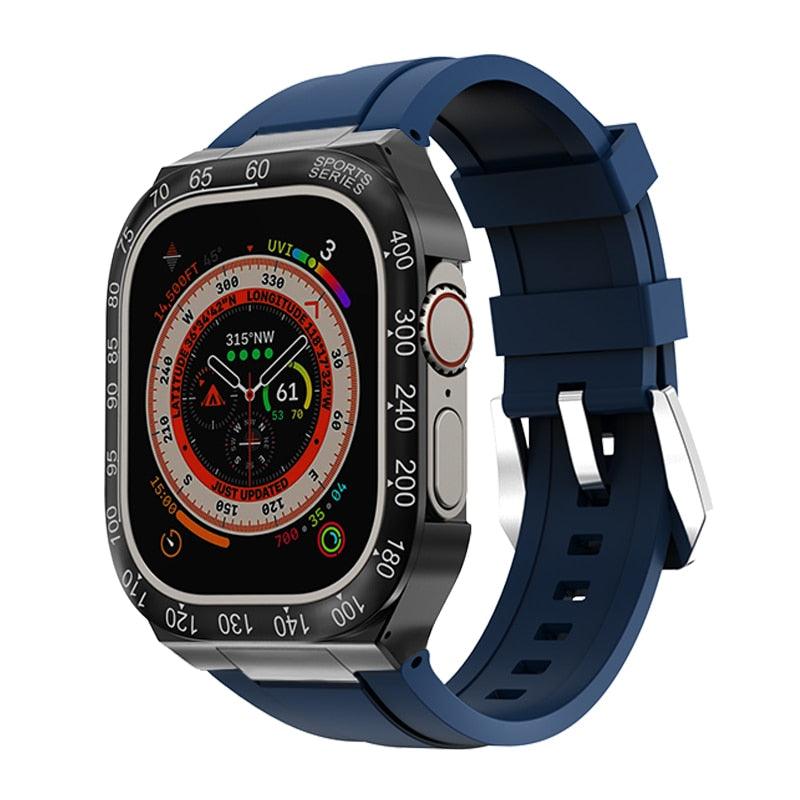 UA0049S Steel Luxury Cases For Apple Watch Ultra 49 black deepblue Ultra 49mm - Viva Timepiece | Viva Timepiece