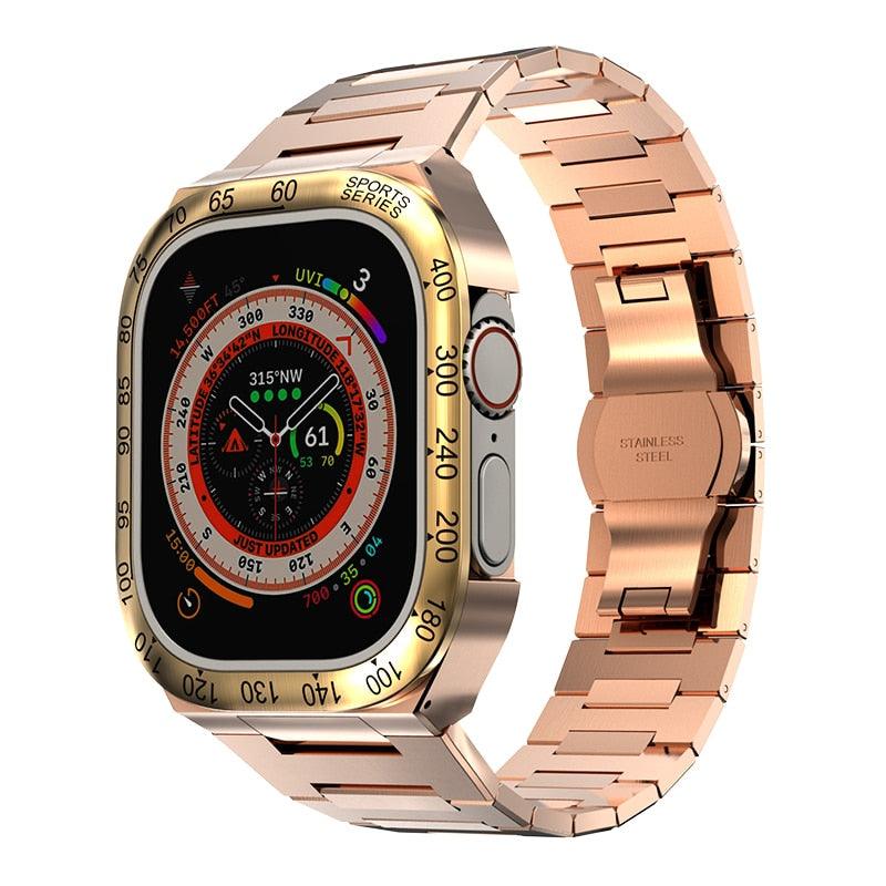 UA0049S Steel Luxury Cases For Apple Watch Ultra 49 metal gold rose Ultra 49mm - Viva Timepiece | Viva Timepiece