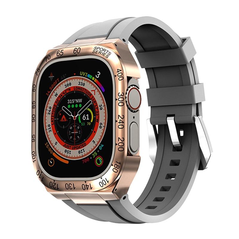 UA0049S Steel Luxury Cases For Apple Watch Ultra 49 rosegold gray Ultra 49mm - Viva Timepiece | Viva Timepiece