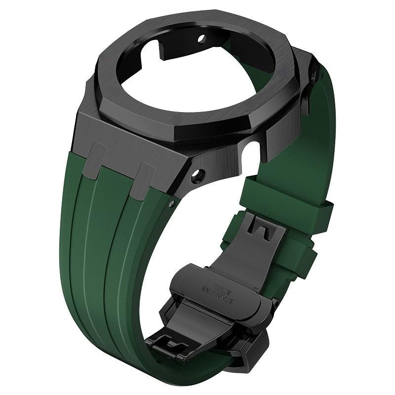 Casio G-Shock Gen 4 Casioak Metal Mod Kit For GMAS-2100 Viva Timepiece Double Black Green For GMAS-2100  - 3256804523434862-China-Rubber-BGrB-FOR GMAS-2100