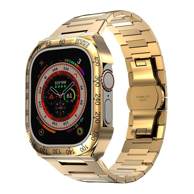 UA0049S Steel Luxury Cases For Apple Watch Ultra 49 metal triple gold Ultra 49mm - Viva Timepiece | Viva Timepiece