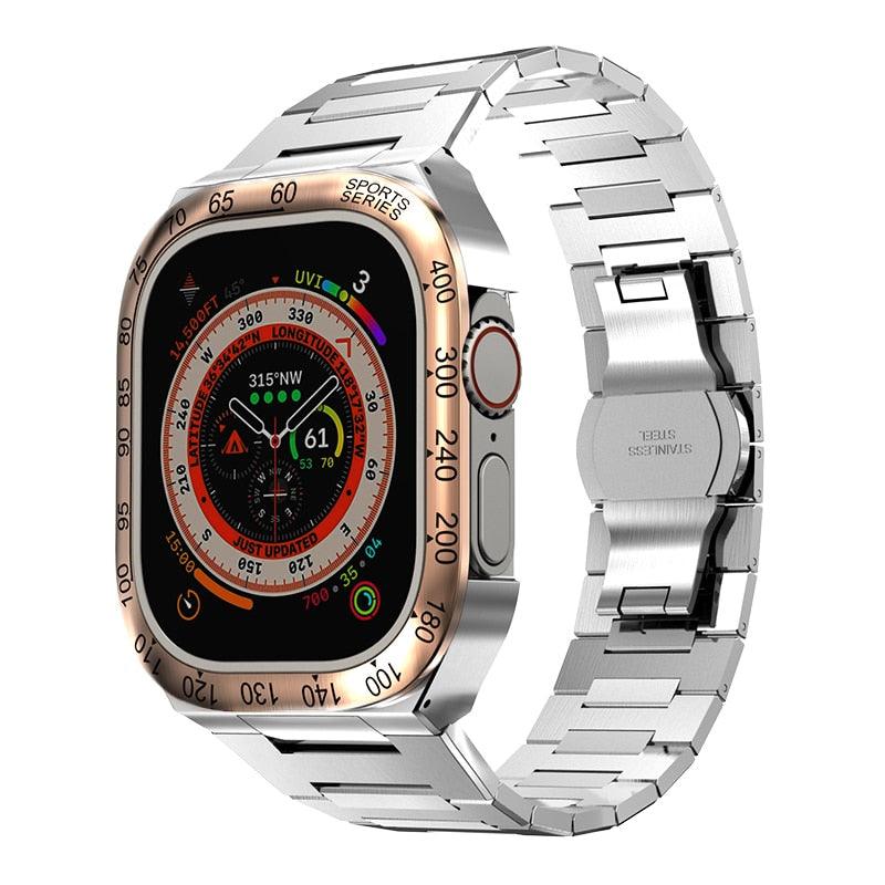 UA0049S Steel Luxury Cases For Apple Watch Ultra 49 metal rose gold silver Ultra 49mm - Viva Timepiece | Viva Timepiece