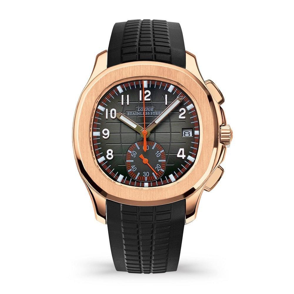 Lgxige Aquanaut Quartz Chrono Homage Watches LGXIGE Rose gold   - 1005001466067464-rose gold black1