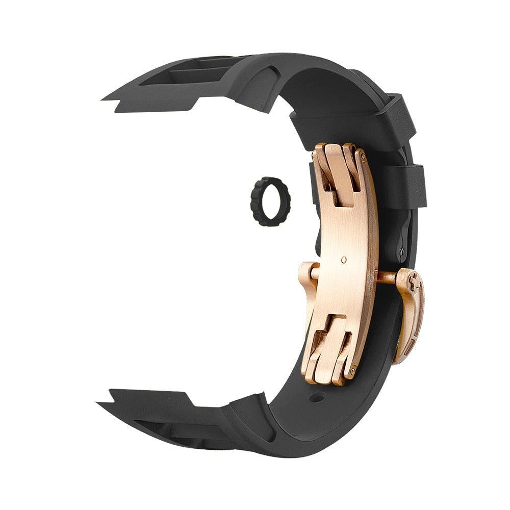 Luxury Rubber Strap For UC Series Apple Watch Cases Viva Timepiece black rg clasp   - 3256804448728587-China-black rg clasp