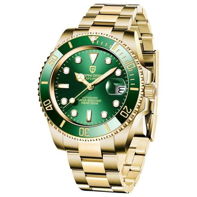 Pagani Design Yellow Gold Submariner Date Homage Watches Pagani Design Green   - 3256801329223692-Green-China-Seiko NH35 movement