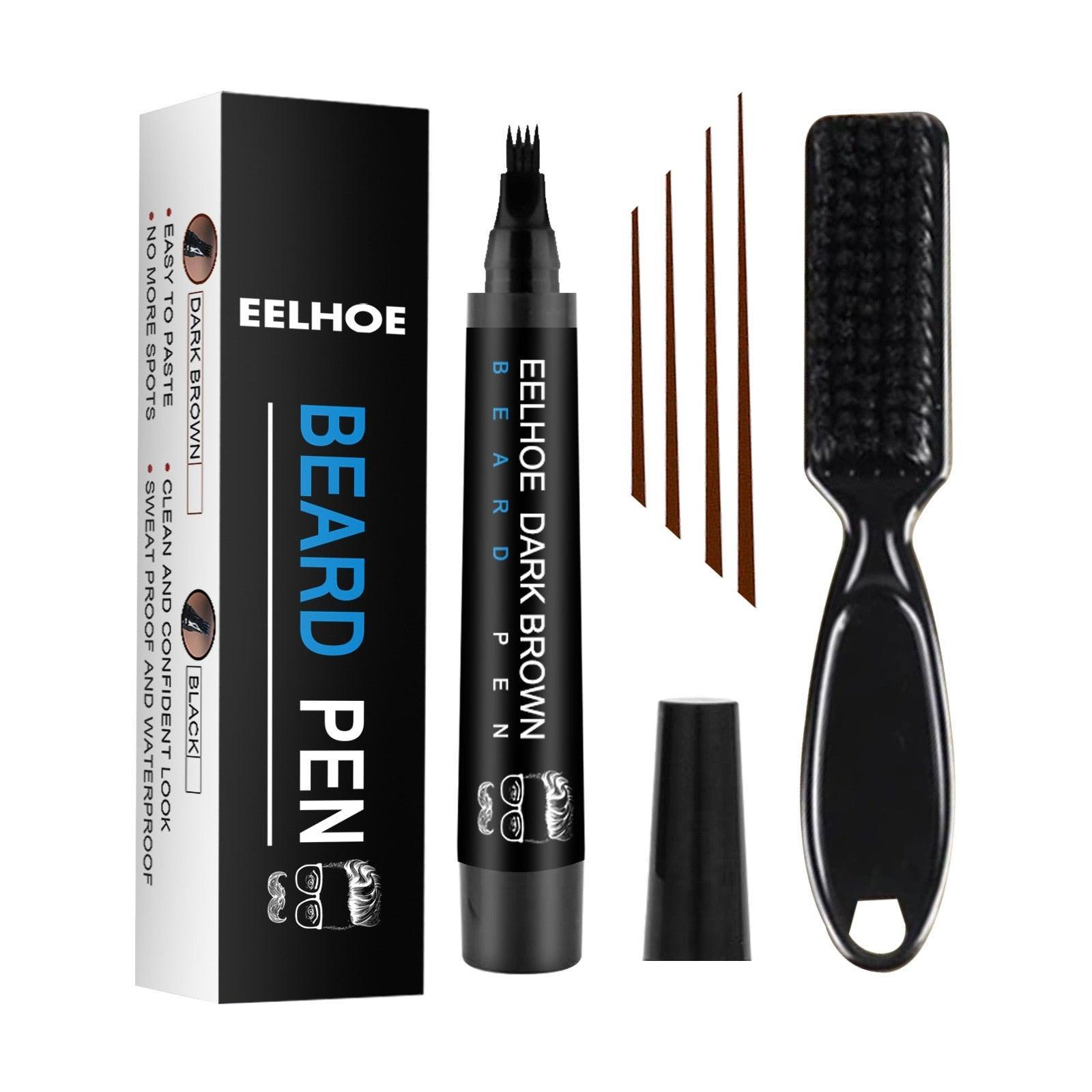 Waterproof Beard Filling Pen Kit for Men EELHOE Dark Brown   - 3256804044347199-Brown